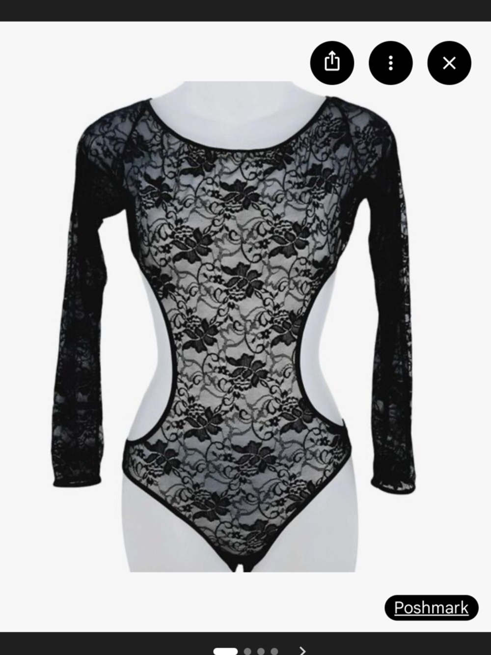 Frederick's of Hollywood Black Floral Lace “margarita” Cutout Bodysuit XL. NWT